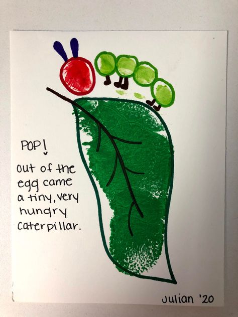 Eric Carle Handprint Art, Berry Handprint Craft, Rainforest Handprint Craft, Very Hungry Caterpillar Footprint Art, Hungry Caterpillar Footprint Craft, Fun Handprint Art, D Is For Footprint Craft, Last Day Of School Infant Art, Arts And Crafts Infants