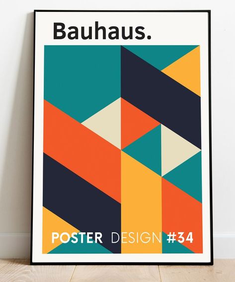 Modern Bauhaus Graphic Design, Bauhaus Graphic Design, Bauhaus Poster Design, Bauhaus Posters, Bauhaus Geometric, Bauhaus Print, Retro Style Posters, Technology Posters, Quilt Modernen