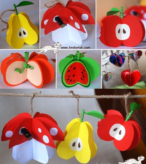 Vegetable Crafts, Fruit Diy, Paper Fruit, Fruit Crafts, Fruit Ornaments, Paper Crafts For Kids, Paper Crafts Diy Kids, Tree Crafts, Craft Activities For Kids