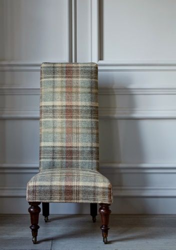 Magnus Plaid, old blue - Cowtan & Tout Design Library Tartan Chair, Plaid Chair, Colefax And Fowler, Host Chairs, Adirondack Furniture, Upholstery Fabric For Chairs, Wood Dining Room, Room Refresh, Design Library