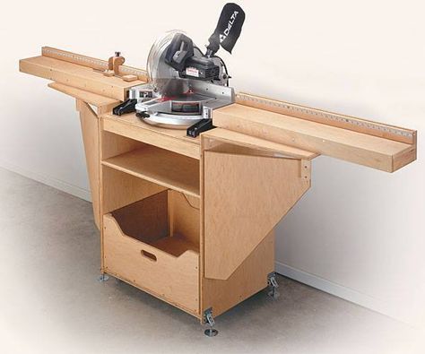 Officine In Garage, Woodsmith Plans, Mitre Saw Station, Saw Table, Miter Saw Table, Mitre Saw Stand, Saw Stand, Miter Saws, Tool Table