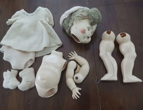 Scary Farm, Bad Skin, Gloomy Coquette, Creepy Core, Doll Halloween Costume, Victorian Dolls, Cherry Bomb, Doll Parts, Creepy Cute