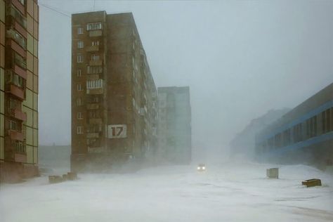 “Below Zero”: French Photographer Christophe Jacrot Captures Russian City Of Norilsk Covered In A Snow Blizzard Christophe Jacrot, Snow Blizzard, Nuclear Winter, Living Modern, Brutalist Architecture, Arctic Circle, French Photographers, Brutalism, Eastern Europe