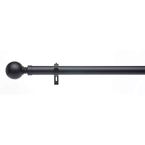 Ashton Fixed Matt Black Eyelet Curtain Pole Dia. 28mm | Dunelm Black Curtain Pole, Loft Curtains, Silver Curtains, Metal Curtain Pole, Curtains Classic, Cream Curtains, Loft Bedroom, Eyelet Curtains, Curtain Pole