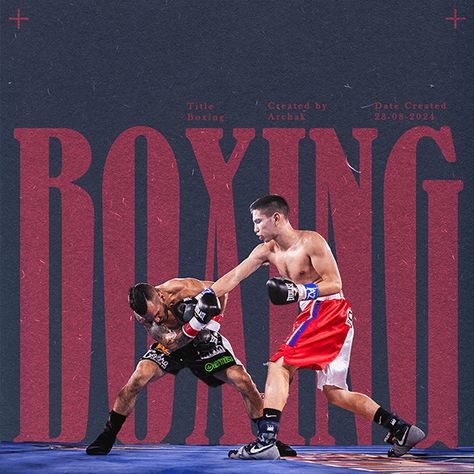 This poster captures the raw energy and intensity of boxing, featuring powerful athletes in action with the bold 'BOXING' text as a backdrop. Boxing Event Poster, Boxing Poster Design, Athlete Poster, Action Poster, Poster Design Tutorials, Manga Poster, Boxing Posters, Boxing Champions, Sun Bum