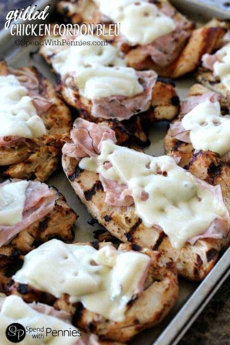 Grilled Chicken Cordon Bleu Grilled Chicken Cordon Bleu, Chicken Cordon Bleu Recipe, Spend With Pennies, Chicken Cordon, Easy Meal Plans, Chicken Cordon Bleu, Tater Tots, Turkey Recipes, Grilling Recipes