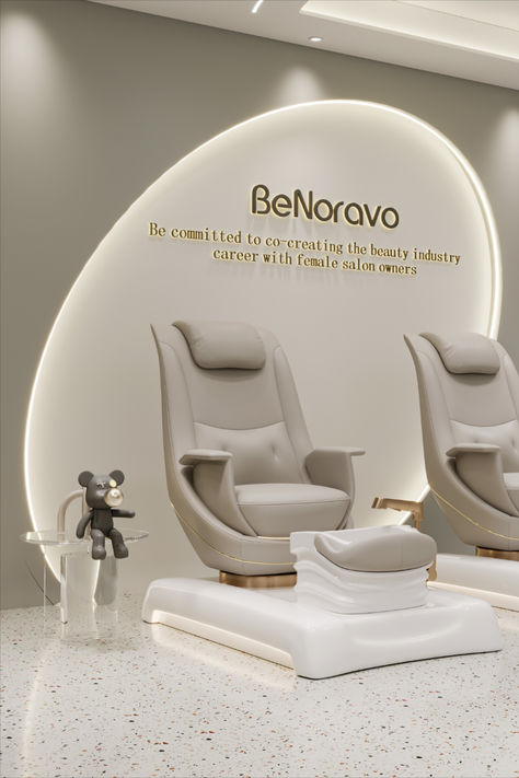 Will you choose this light grey for your spa? 🥰@benoravo pedicure chair.💕 Pedicure Chair, Salon Owners, Salon Interior Design, Chair White, Nail Bar, Commercial Design, Beauty Industry, You Choose, Light Grey