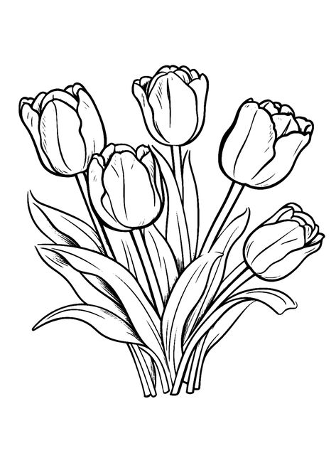 Tulip - Lol Coloring Pages Tulip Coloring Pages, Tulip Outline, Color Coloring Pages, Bush Drawing, Sketching Flowers, Lol Coloring Pages, Lol Coloring, Cloth Painting, Tulip Drawing