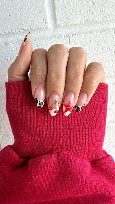 Fashion: #fashion, #style, #outfitinspiration, #beauty Cherries Nails, Trending Manicure, Teen Nails, Cheetah Print Nails, Quartz Nails, Mini Macaron, Cheetah Nails, Cherry Nails, Simple Gel Nails