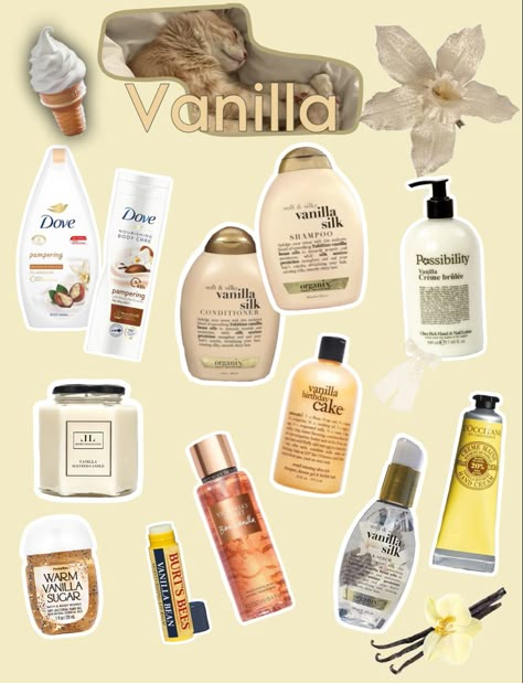 Vanilla Body Products Almond Scent Aesthetic, Vanilla Signature Scent, Signature Scent Aesthetic, Vinalla Girl, Signature Scent Ideas, Vanilla Scent Aesthetic, Feminine Hygiene Odor, Vanilla Scented Products, Vanilla Bathroom