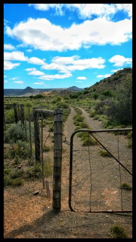 Gate Karoo Farm Three Sisters South Africa Rural South Africa, Farm South Africa, Karoo Landscape, South Africa Photography, Farm Entrance, Road Painting, Country Fences, Farm Gate, South African Art