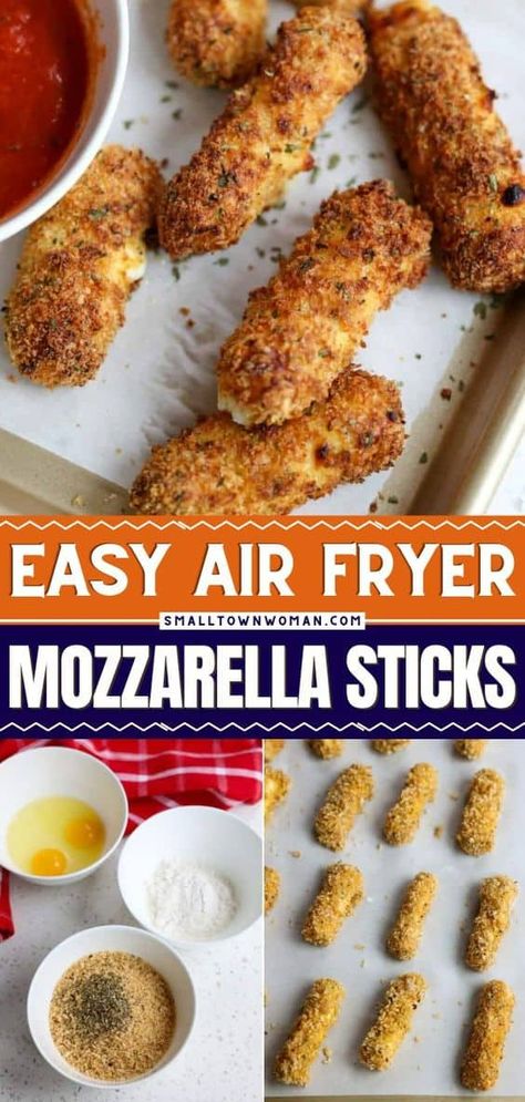 Homemade Cheese Sticks, Air Fryer Mozzarella Sticks, Air Fryer Mozzarella, Cheese Sticks Recipe, Small Town Woman, Cooking Quotes, Air Fry Recipes, Mozzarella Sticks, Easy Air Fryer