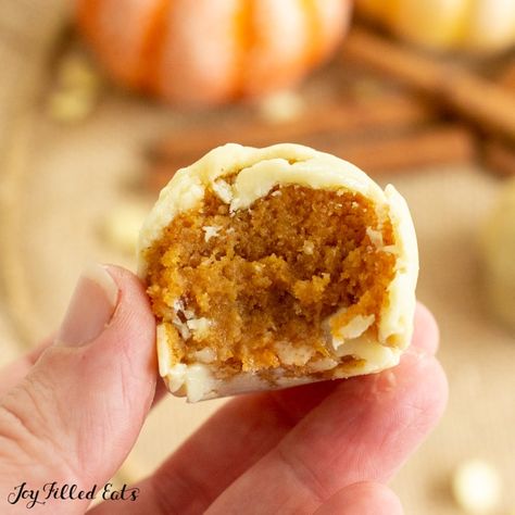 Dessert Pairing, Pumpkin Truffles, Joy Filled Eats, Thm Desserts, Truffle Recipe, Fall Dessert, Pumpkin Flavor, Keto Cookies, Sugar Free Desserts