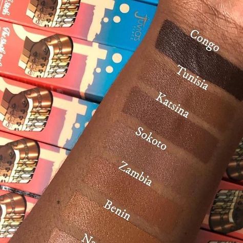 Juvia's Place on Instagram: "Thank you so much @fabcocoberry ・・・ 🍫 Swatches of the @juviasplace Shade Sticks from Deep darkest to dark. They launch 10/5/19 and are $16! Comes in 30 shades! It’s a foundation stick that conceals, corrects, highlights and contours. _____ Swatching them on my arm felt very creamy and smooth. Haven’t tried it on my face yet. I’m not sure what my shade will be, but I’m curious to find out. I’m somewhere between Tunisia and Benin. I will be posting the other shades later. 🤞🏾Do we love? Can you guess what my shade will be? #juviasplace #juviasplacefoundation #juviasplaceshadestick #foundationstick #contourstick #newmakeup #newlaunch" Juvias Place Foundation Shades, Juvias Place Culture 2 Looks, Juvias Place Makeup, Juvias Place Looks, Juvia’s Place, Juvia's Place, Juvias Place, Foundation Stick, Contour Stick