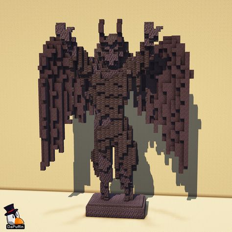 Snake Statue Minecraft, Gothic Mc House, Minecraft Gargoyle Statue, Minecraft Nether Statue, Demonic Minecraft Builds, Animal Statue Minecraft, Gothic Bridge Minecraft, Minecraft God Statue, Minecraft Dragon Fountain