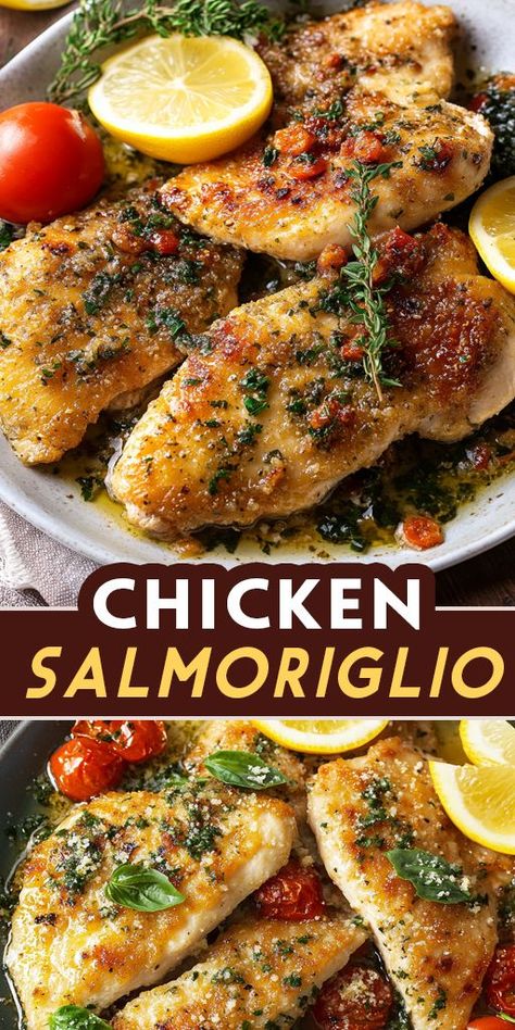 Brighten up dinner with this zesty Chicken Salmoriglio! 🍋🍗 Grilled or baked, this recipe features juicy chicken marinated in a lemony, garlicky herb sauce for a burst of Mediterranean flavor. Perfect for healthy eating or a fresh, flavorful dinner idea! #ChickenRecipes #MediterraneanFood #HealthyMeals #EasyDinners #FlavorfulEats 🌿 Lemon Chicken Cutlets, Crispy Lemon Chicken, Bacon Tomato Pasta, Fried Chicken Cutlets, Zesty Chicken, Cold Pasta Salad Recipes, Traditional Italian Dishes, Easy Pasta Salad Recipe, Shredded Chicken Recipes