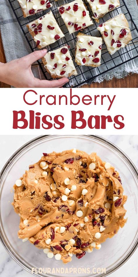 Try these Cranberry Bliss Bars, a simple Starbucks copycat recipe. Chewy bars with dried cranberries, white chocolate chips, and cream cheese frosting, topped with a white chocolate drizzle. Perfect for holidays or any sweet craving. Best served chilled and can be stored in the fridge for up to three days! White Chocolate Cranberry Oatmeal Bars, Starbucks Bliss Bars Recipe, Cranberry White Chocolate Bars, White Chocolate Cranberry Bars, Cranberry Bliss Bars Starbucks Recipe, Spinach Bars, Holiday Dessert Bars, Bliss Bars Starbucks, Southern Christmas Recipes