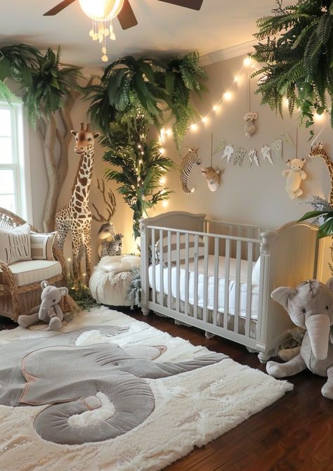 Explore 24 adorable safari nursery ideas to create a jungle-themed haven for your little one! 🦁🌿 From cute animal prints to lush greenery and playful accents, get inspired to design a space that’s both fun and cozy. #SafariNursery #NurseryDecor #BabyRoomIdeas #JungleTheme Nursery Decor Jungle, Treehouse Nursery Theme, Nursery With Greenery, Jungle Book Nursery Theme, Sage Safari Nursery, Safari Kids Room Jungle Theme, Baby Rooms Idea, Baby Boy Room Paint Ideas, Jungle Theme Nursery Girl