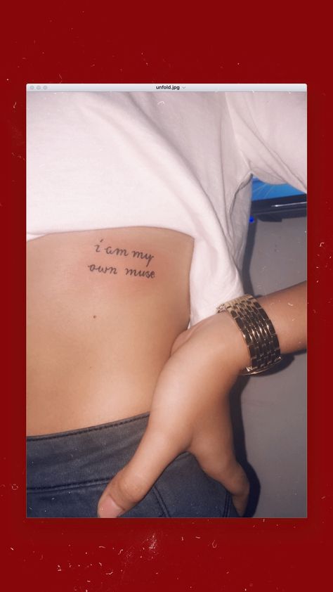 i am my own muse.   032819   #tattoos #tattoosforwomen #tattooidea #smalltattoos #minimalisttattoos I Am My Own Muse Tattoo, My Own Muse Tattoo, Be Your Own Muse Tattoo, On My Own Tattoo, Muse Tattoo Words, Muse Tattoo, My Own Tattoo, I Am My Own Muse, Hercules Tattoo