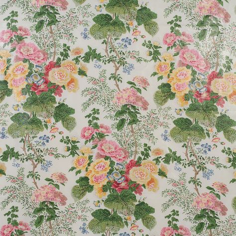 Lee Jofa Hollyhock, Lee Jofa Fabric, Mulberry Home, Coral Fabric, Lee Jofa, Fabric Houses, White Coral, Wallpaper Size, Pink Fabric