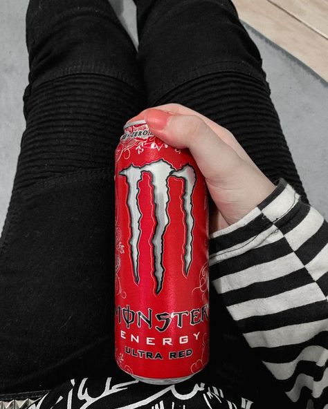 Emo Aesthetic, Monster Can, Monster Energy, Energy Drink Can, Energy Drinks, Beverage Can, Energy, Red