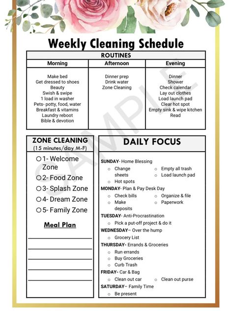 Fly Lady Morning Routine, Fly Lady Zones, Fly Lady Cleaning Schedule Printable, Fly Lady Cleaning Schedule, The Fly Lady, Zone Cleaning Schedule, Bed Storage Ideas, Fly Lady Cleaning, Room List