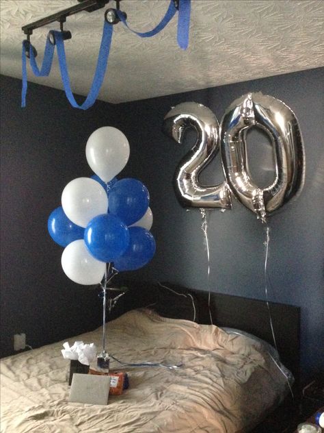 20th Birthday Surprise for my bf. :) 20th Birthday For Boyfriend, 20th Birthday Ideas For Guys Parties, 20th Birthday Ideas For Him, Boyfriend 20th Birthday Ideas, 20th Birthday Ideas For Guys, Happy 20 Birthday Son, 25th Anniversary Decorations, Bday Gift For Boyfriend, Boyfriends Birthday Ideas