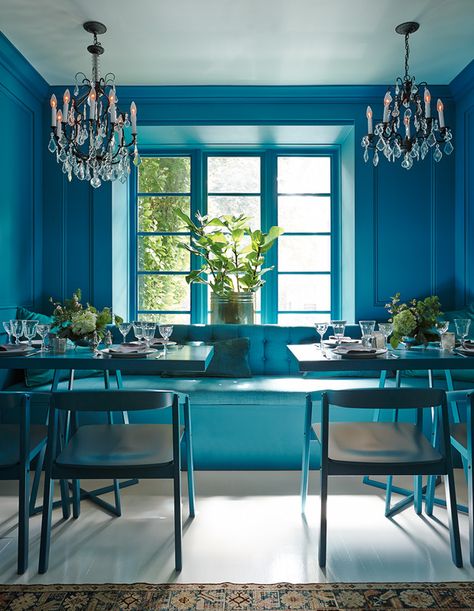 16 Paint Colors That Will Instantly Liven Up Your Home - House & Home Best Turquoise Paint Color, Paint Color For Bedroom, Turquoise Painted Walls, Paint Colors For Furniture, Color For Bedroom, Turquoise Dining Room, Turquoise Paint Colors, Turquoise Paint, Turquoise Kitchen