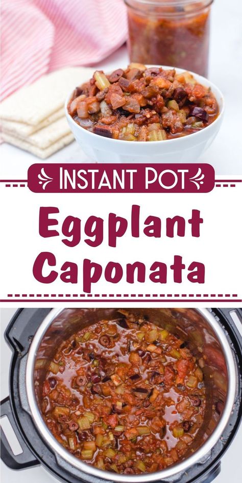 Instant Pot Eggplant Caponata | Pressure Cooker | Slow Cooker Eggplant Caponata |   Easy Eggplant Caponata Recipe | Crock Pot Eggplant Caponata | One Pot Eggplant Caponata | How To Make Eggplant Caponata |   Homemade Eggplant Caponata | Eggplant Caponata recipe | Instapot Eggplant Caponata  #sidedish #eggplant #caponata #dinner #instantpot #recipe #corriecooks Instant Pot Eggplant, Slow Cooker Eggplant, Eggplant Caponata Recipe, Caponata Recipe, Easy Eggplant, Best Pressure Cooker Recipes, Eggplant Caponata, Pressure Cooking Recipes, Vegan Instant Pot Recipes