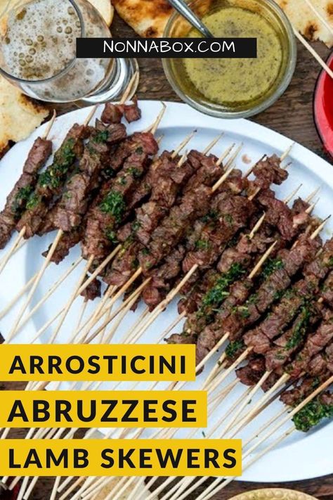 Italian Tapas Ideas, Italian Lamb Recipes, Lamb Bites, Sheep Recipes, Abruzzese Recipes, Pork On A Stick, Bbq Snacks, Bbq Lamb, Mediterranean Cooking