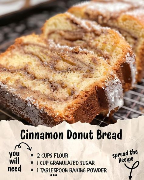 Cinnamon Swirl Donut Bread, Moist Cinnamon Bread, Cinnamon Crumble Bread, Cinnamon Doughnut Bread, Cinnamon Donut Bread Recipe, Cinnamon Donut Bread, Donut Bread Recipe, Cinnamon Loaf Bread, Desert Bread