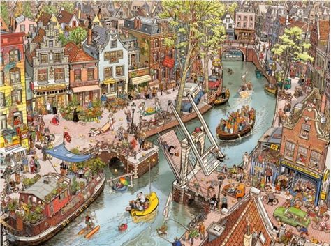 Free Online Jigsaw Puzzles, Whimsical Artwork, Say Cheese, Jigsaw Puzzles Online, City Illustration, Puzzle Art, 판타지 아트, Street Scenes, Birds Eye