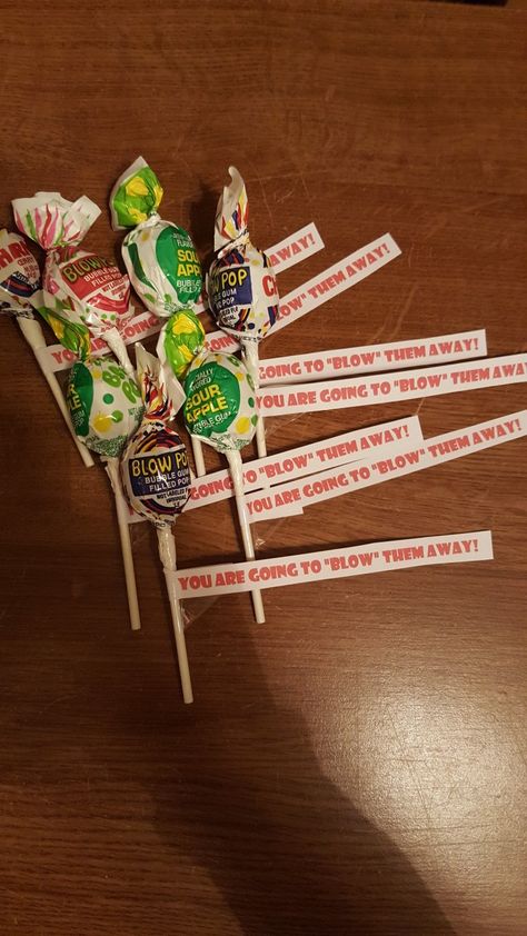 "Blow" away the competition! Blow Pop Campaign, Blow Pop Sayings, Cheer Swag, Cheer Decorations, Sport Snacks, Football Cheerleading, Cheer Pins, Football Treats, Sports Snacks