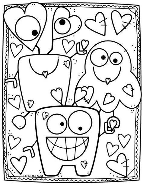 Preschool Valentine Coloring Pages, Valentines Day Colouring Pages For Kids, Valentine’s Day Coloring, Cute Monster Coloring Pages, Color Monster Coloring Sheet, Tumblr Coloring Pages, Fnaf Coloring Pages, Paw Patrol Coloring Pages, Monster Coloring Pages