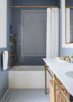 Blue Tile, Home Luxury, Upstairs Bathrooms, Furniture Office, Boys Bathroom, Girls Bathroom, Blue Bathroom, Bathroom Renos, Kids Bath