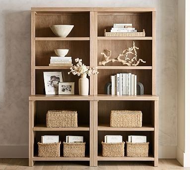 Favorites Gallery | Pottery Barn Studio Mcgee Home, Meranti Wood, Bookcase With Drawers, Farmhouse Shelf, Bedroom Addition, Lee Radziwill, Farmhouse Shelves, Open Cabinets, Extending Dining Table