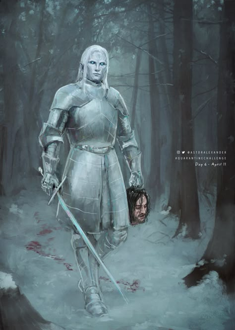 Snow Elves Art, Game Of Thrones White Walkers, Anduril Wallpaper, Astor Alexander, Snow Elves, Snow Elf, Asoiaf Art, Song Of Ice And Fire, White Walker