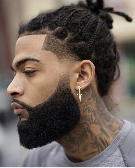 Haircut With Braids, Beard Sculpting, Tan Skin Blonde Hair, Beard Shapes, Beard Growth Oil, Curly Hair Braids, Tapered Haircut, Beard Look, Black Men Hairstyles