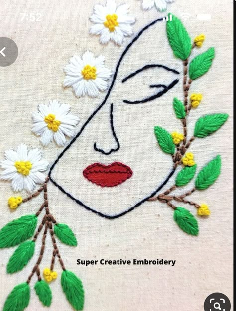 Face Embroidery, Simple Hand Embroidery Patterns, Diy Embroidery Patterns, Flowers Embroidery, Handmade Embroidery Designs, Hand Work Embroidery, Hand Embroidery Projects, Hand Embroidery Flowers, Embroidery Patterns Vintage