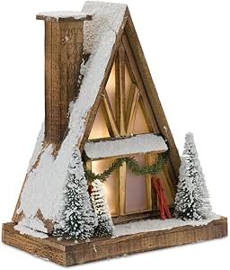 Melrose International Vintage A-Frame Ski Lodge Lighted Display 16.5" H Glam Makeup Room, Rustic Ski Lodge, Vintage Ski Lodge, Lodge Lighting, Christmas Tabletop Decor, Wood Houses, Lantern Candle Decor, Holiday 2022, Christmas Tabletop