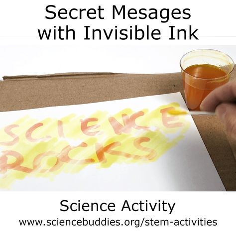 Secret Message Ideas, Little Scientist Activities, Spy Science Experiments, Fingerprint Science Experiment, Spooky Invisible Ink, Mystery Science Activities, Invisible Ink Science Experiment, Ks3 Science, Baking Soda Lemon Juice