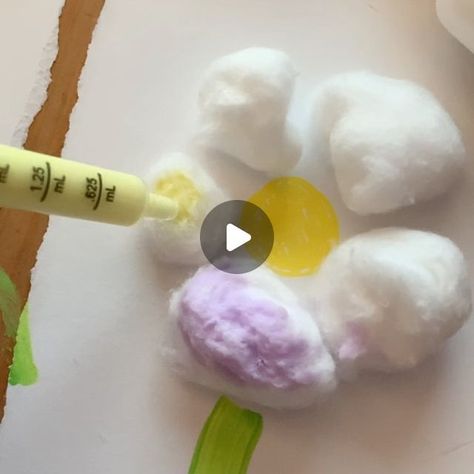 Cotton Ball Activities, Ball Flowers, Yellow Circle, Cotton Balls, Toddler Learning Activities, Toddler Learning, Cotton Ball, Kindergarten Activities, Painting For Kids