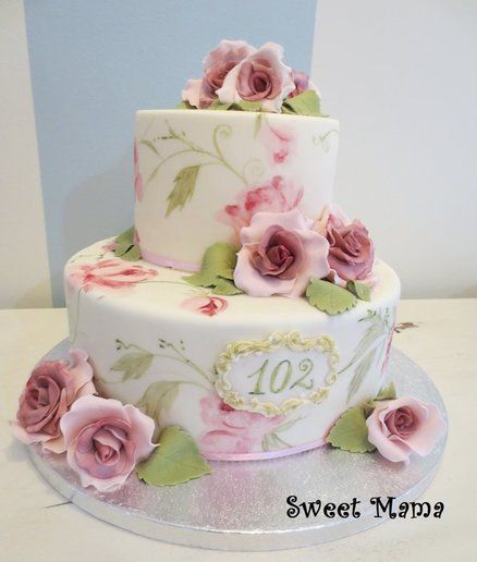 102 years old!   ~ Birthday Cake ~ G-d Bless!   Hand painted and all edible Easter Cake Decorating, Old Birthday Cake, Painted Cake, 100th Birthday Party, Floral Cakes, Hand Painted Cakes, Christmas Cake Decorations, Mothers Day Cake, Grandma Birthday