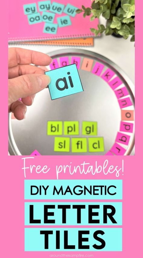 How To Make Magnetic Letter Tiles And Easily Store Them - Around the Kampfire Magnetic Letters Activities, Word Building Activities, Phonics Centers, Phonics Free, Read Letters, Letter Tiles, Phonics Instruction, Word Work Activities, Magnetic Letters