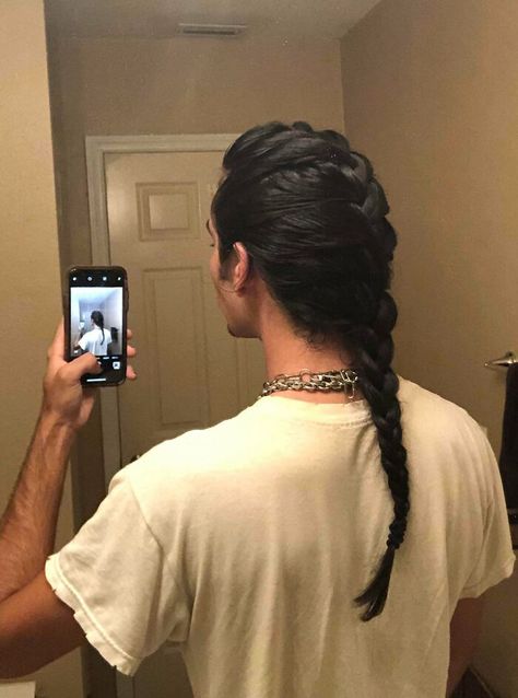 Masculine Braids For Long Hair, Long Hair Men Braid, Mens Long Haircut Undercut, Hair Styles For Long Hair Men, Braid Mens Hair, Men Long Hair Braids, Men With Ponytails, Ponytail Hair Drawing, Man With Braided Hair