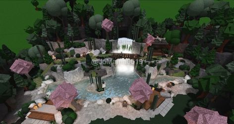 Bloxburg Bridge Ideas, Bloxburg Nature House, Bloxburg Waterfall, Bloxburg Mountain, Bloxburg Farm, Minimalist Apartment Decor, Castle House Design, Zen House, Bloxburg Decals Codes Wallpaper