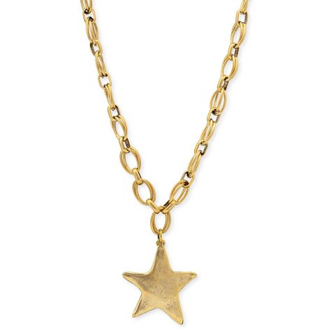 Add some celestial sparkle to your outfit with our Star Shine Necklace! The large star pendant and thick interwoven chain make it a beautiful and fun statement piece. It's all about the fun, chunky accessory vibes! 12k Antique gold plating 17-inch Length Pweter: keep clean with a soft polishing cloth Looks great layered with our luminary star necklace and matching earrings. Gold Chain Necklace With Star Charm, Stack Necklaces, Fun Necklaces, Gold Chunky Necklace, Gold Star, Jewellery Stack, Star Necklace Gold Thick Chain, Statement Necklaces, Gold Plated Star Charm Necklaces