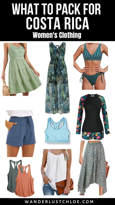 What To Pack For Costa Rica: 2023 Clothes & Accessories Guide Bali Looks For Women, Outfits To Wear In Bali, Bali Packing List Woman, What To Wear In Bali For Women, Bali Clothes Outfits, Outfits For Costa Rica, Costa Rica Clothes, What To Wear In Bali, Costa Rica Waterfalls