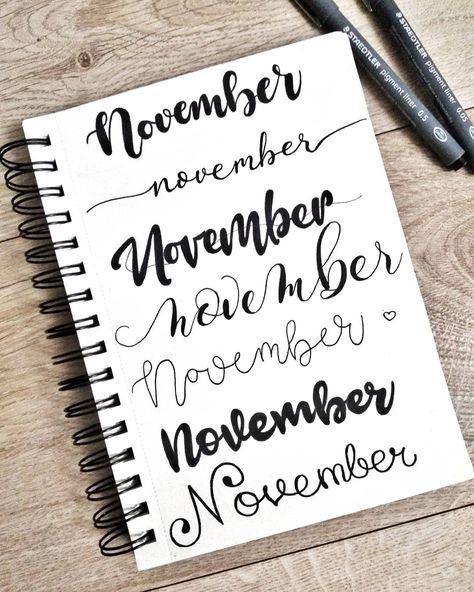 November Bullet Journal Ideas — Sweet PlanIt Beautiful Titles, Bullet Journal Calendrier, Bullet Journal Headers, Bullet Journal 2020, Bullet Journal 2019, Bullet Journal Font, Journal Fonts, Bullet Journal Notes, Journal Features