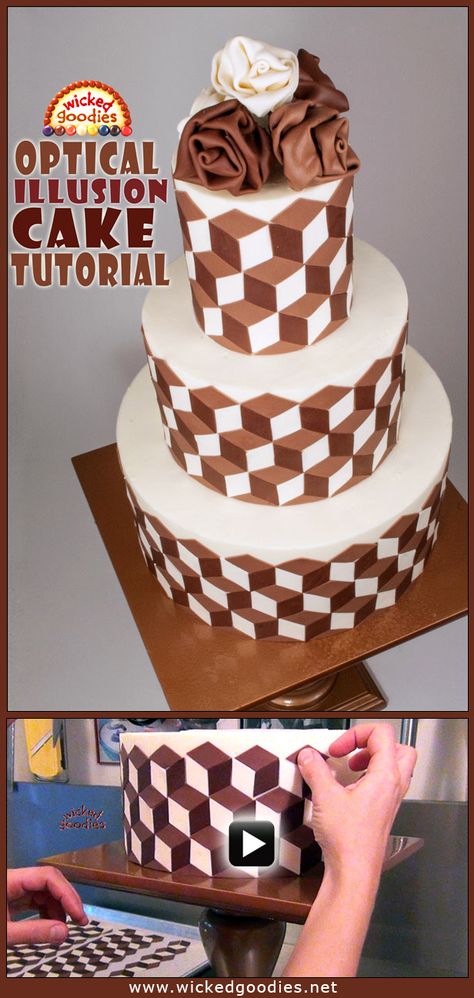 Optical Illusion Cake Tutorial Wicked Goodies Illusion Cake, Bolo Naruto, Cake Design Tutorial, Torte Creative, Cake Video, Torte Cupcake, Modeling Chocolate, Crazy Cakes, Cake Videos